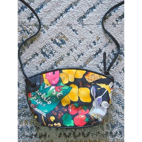 Handbags - VTG Nicole Miller 90's Mini Shoulder Purse Food Print Pop-Art Bag Potato Chips